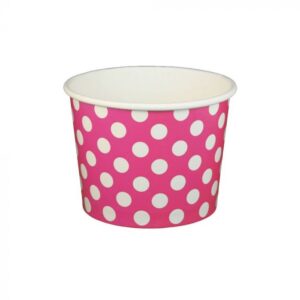 16 oz Polka Dot Pink Cold/Hot Paper Food Container - 1000/Case