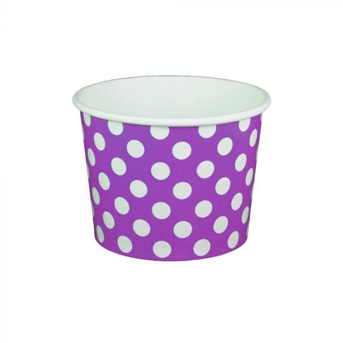 16 oz Polka Dot Purple Cold/Hot Paper Food Container - 1000/Case