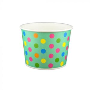16 oz Polka Dot Aqua Rainbow Cold/Hot Paper Food Container - 1 case (1000 piece)