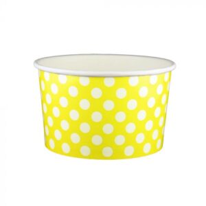 20 oz Polka Dot Yellow Cold/Hot Paper Food Container - 600/Case