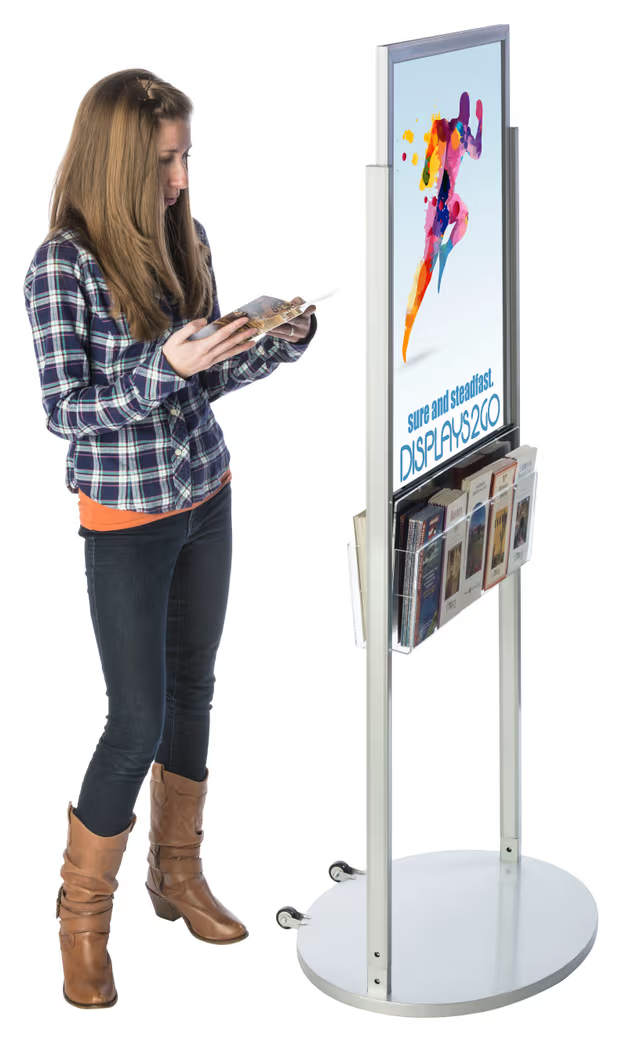 Floor Standing Poster Holder with Acrylic Literature Pockets - Image 7