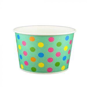 24 oz Polka Dot Aqua Rainbow Cold/Hot Paper Food Container - 600/Case