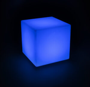 23.5” Cube Table w/ LED Lighting, 16 Color Options, Rechargeable Battery - White