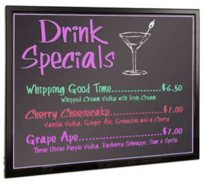 24 x 32 Write-On Board, Wall or Ceiling Mount, LED Lighting, Wet Erase - Black