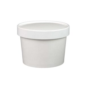8 oz White Paper Ice Cream Container with Vented Paper Lid Combo - 1 case (250 set)