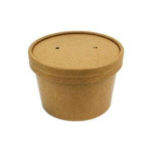8 oz Kraft Paper Ice Cream/Soup Cup with Vented Paper Lid Combo - 250/Case