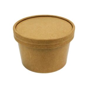 12 oz Kraft Paper Ice Cream Container with Non-Vented Paper Lid Combo - 250/Case