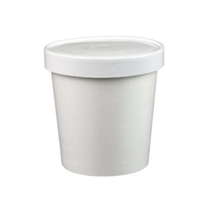 16 oz White Paper Ice Cream Container with Paper Lid Combo - 250/Case