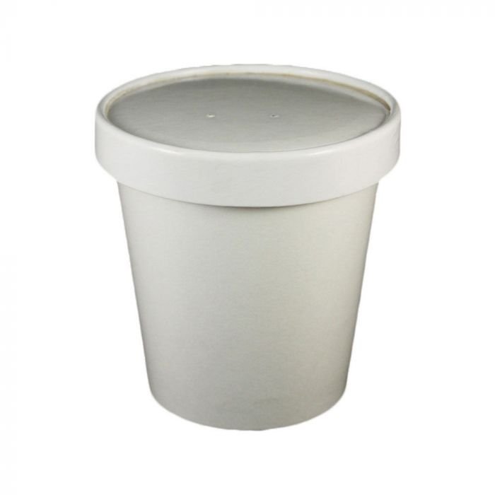 16 oz White Paper Ice Cream Container with Vented Paper Lid Combo - 1 case (250 set)