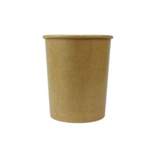 32 oz.Kraft / Natural Brown Paper Ice Cream Container With Paper Lid Combo - 1 case (250 set)