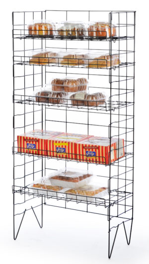 25.25”w Bakery Display Rack w/ 5 Adjustable Wire Shelves - Black