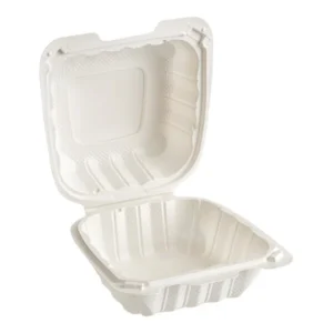 Burger Box, Single Compartment Hinged Container, 6" x 6", White, 250 ct