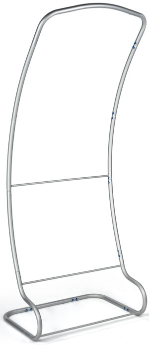 3' Trade Show Banner Stand, Curved, Portable, Frame Only - Silver