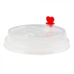 16/24 oz Clear Plastic Low Dome Lid With Stopper For Premium PP Cups (90mm) - 1 case (1000 piece)