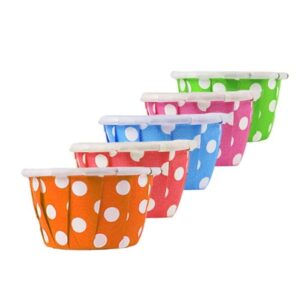 0.5 oz Assorted Dotted Paper Souffle / Portion Cup (Blue/Green/Pink/Orange/Red) - 1 case (5000 piece)