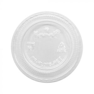 0.75 oz Clear Plastic Flat Lid With No Hole For Plastic Portion Cups - 2500/Case