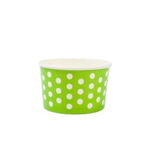 3 oz Polka Dot Lime Green Paper Cold/Hot Food Container - 1000/case