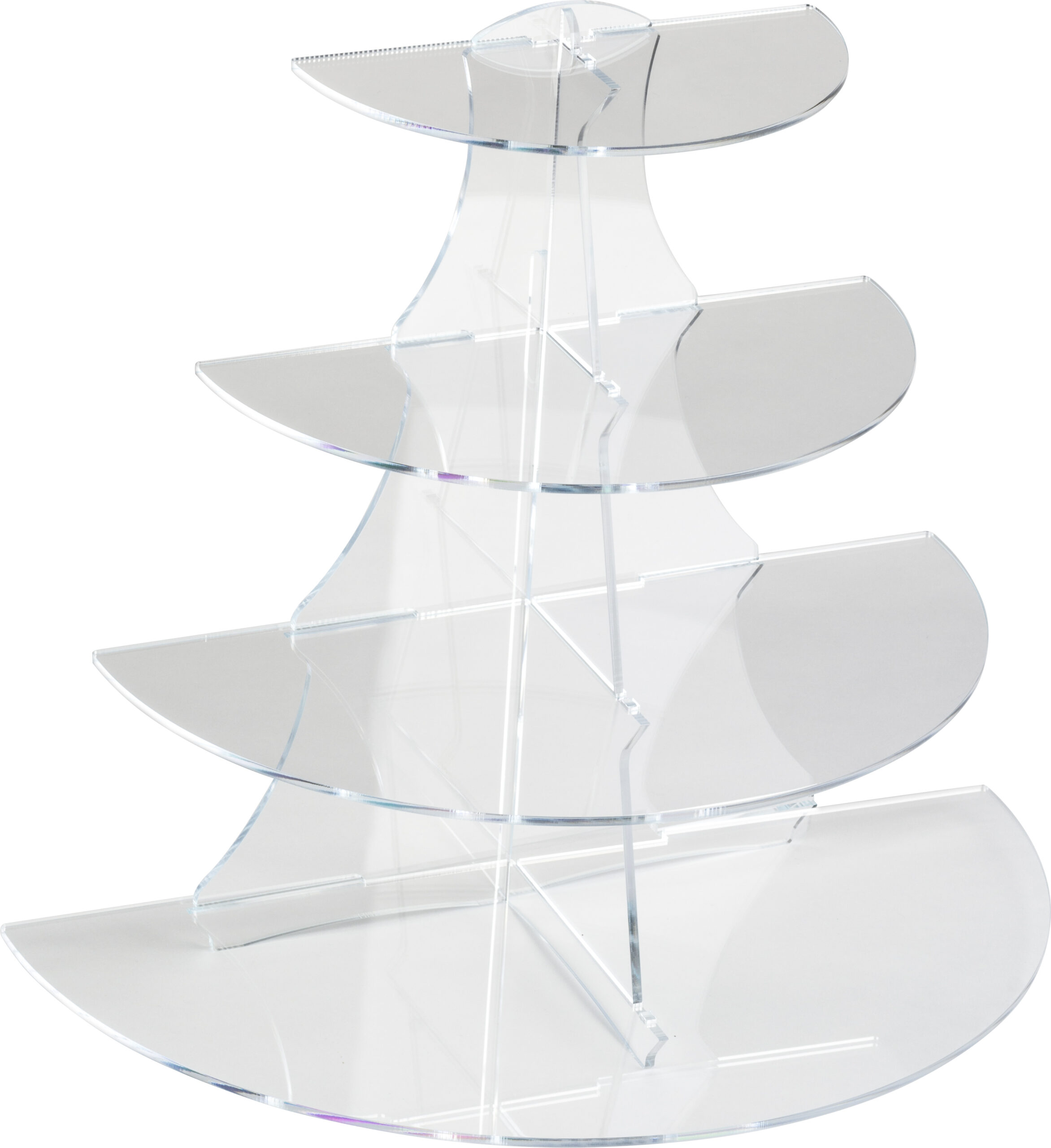 4-Tier 1/2 Round Riser, Acrylic, 16.75” Tall, 18.5” Wide - Clear