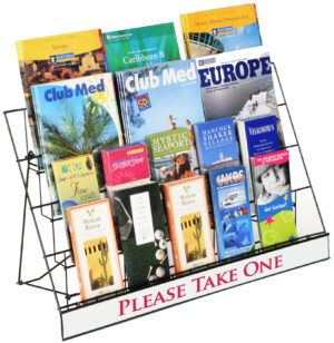 4-Tiered Wire Literature Rack for 4-In u0026 8.5-In Materials, Tabletop, Header - Black