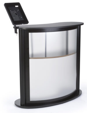 41” Tall Portable Counter with Clamping iPad Enclosure, Carrying Bags - Black