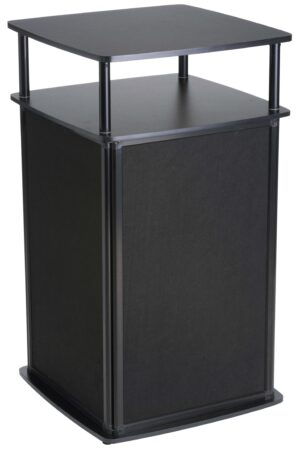 41” Tall Portable Counter with Exposed Shelf u0026 Locking Cabinet – Black