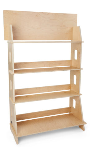 44 x 67.5 Multi-Tier Shelving Display, Floor Standing, Collapsible Design - Natural