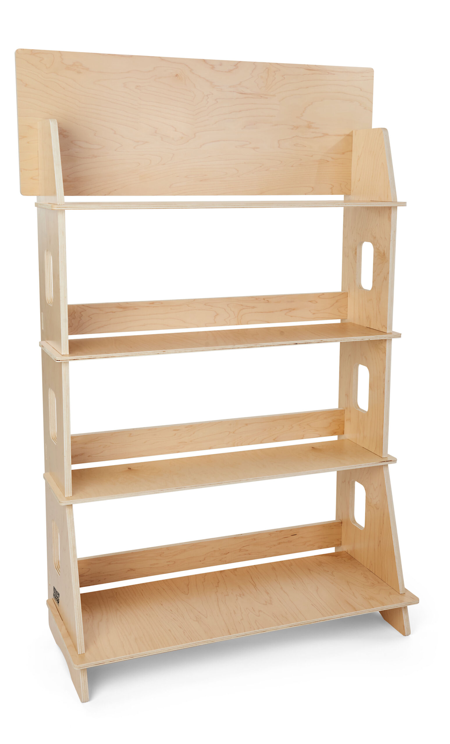 44 x 67.5 Multi-Tier Shelving Display, Floor Standing, Collapsible Design - Natural