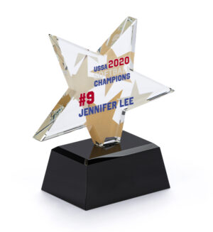 5 x 5.50 Star Glass Award w/ Gift Box, 2-Sided Full-Color Custom Graphics - Clear