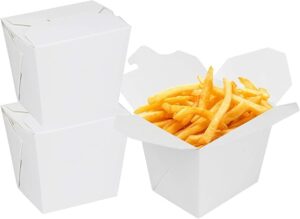 400 Pack 32oz Disposable Paper Take out Containers Paper Food Pail, Chinese Food Boxes for Picnic, Restaurants, Theme Party Favors Decorations and Pail Party Favor-White