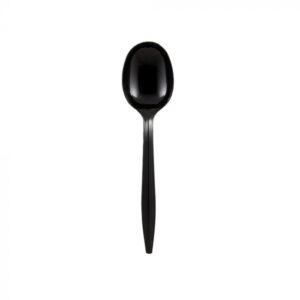 Medium Weight 5.5" Black Round Bowl Plastic Soup Spoon - 1 case (1000 piece)