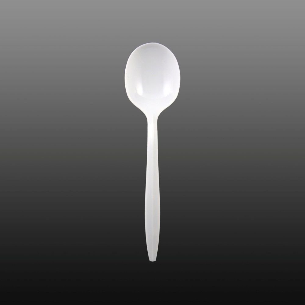 Medium Weight 5.5" White Round Bowl Plastic Soup Spoon - 1 case (1000 piece)