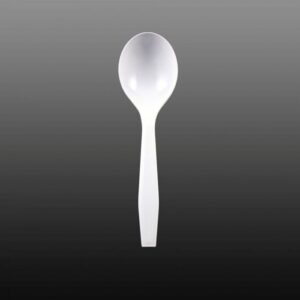 Medium Weight Plus 5.5" White Round Bowl Plastic Soup Spoon - 1 case (1000 piece)