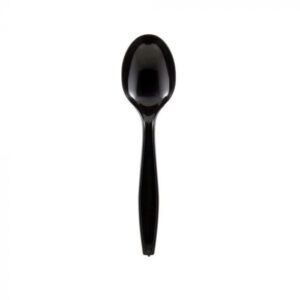 Heavyweight 5.75" Black Round Bowl Plastic Soup Spoon - 1 case (1000 piece)