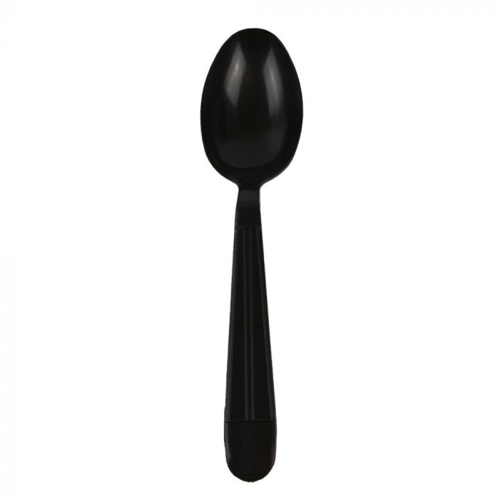 Black Heavyweight Spoon Individually Wrapped - PP, 6.3" - 1000/Case