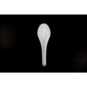 White Heavyweight Plastic Asian Soup Spoon, 5.4'' (138mm) - 1000/cs (10/100)