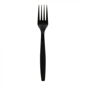 Heavyweight Plus 7" Black Plastic Fork (PS) - 1 case (1000 piece)