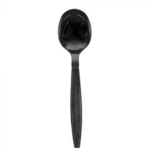Heavyweight Plus 6" Black Round Bowl Plastic Soup Spoon - 1 case (1000 piece)