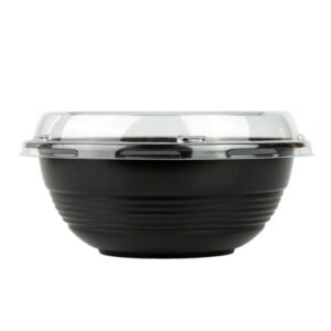 16 oz Black Microwavable Plastic Bowl With Clear Lid Combo - 1 case (300 set)
