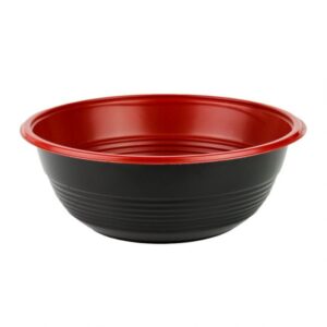 32 oz Black and Red Microwavable Teriyaki Bowl - 300/Case