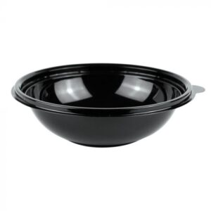 18 oz 7" Black Premium PET Plastic Salad Bowl - 300/Case