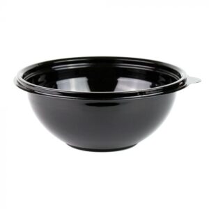 32 oz 7" Black Premium PET Plastic Salad Bowl - 300/Case