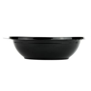 32 oz Black 8" Premium PET Plastic Salad Bowl - 200/Case