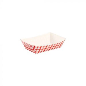 2 lb (5.7"x4"x1.6") Red Check Food Tray - 1 case (1000 piece)