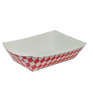 5 lb (8.1"x5.8"x2.3") Paper Food Tray, Diamond (Red) - 1 case (500 piece)