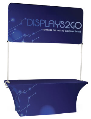 6’ Trade Show Table u0026 Header w/ Custom Printed Header and Tablecloth