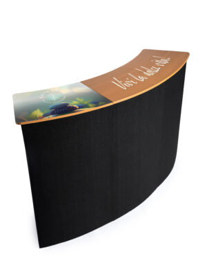 61”w Portable Counter with Custom Printed Top and Inner Shelves - Black