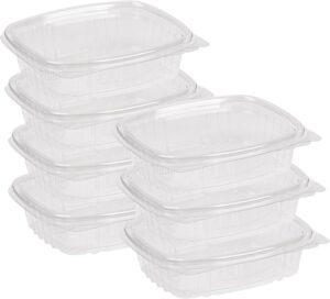 200 Count 8 oz  Clear PET Plastic Hinged-Lid Deli Container -