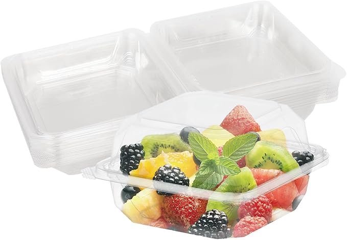 6"×6",Clear Plastic Hinged Containers (200-Pack) - for Cakes, Sandwiches, Ideal for Bakeries & Restaurants