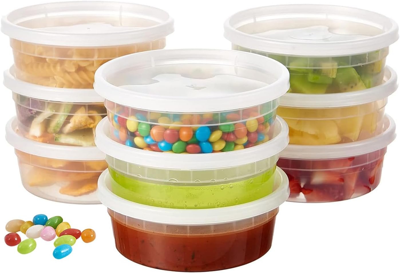 8oz Deli Food Storage Containers, 500 Sets BPA Free, Microwave/Dishwasher/Freezer Safe
