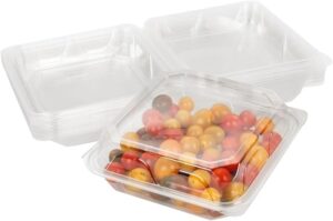 8"L x 8"W x 3"H Clear Plastic Hinged Hot Dog Containers (200-Pack) - for Cakes, Sandwiches, Ideal for Bakeries  Restaurants